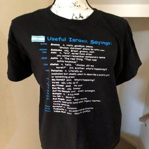 T Max T-Shirt "Useful Israeli Sayings". Size: Large. Pre-owned.